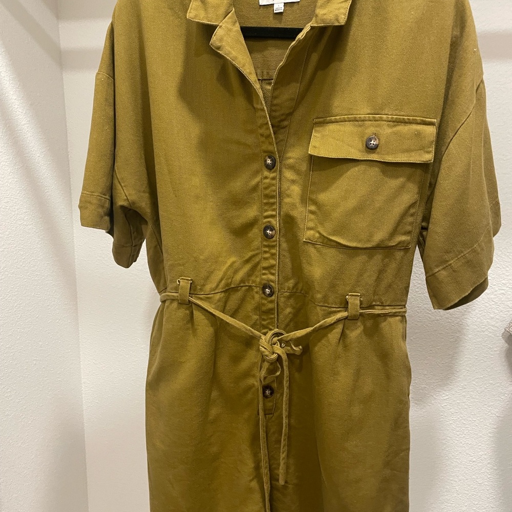 Madewell Olive Green Button-Up Jumpsuit